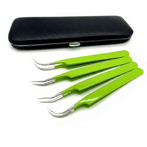 Pinzas para Pestañas de Acero Inoxidable de 90 Grados con Agarre de Diamante Verde, Antimagnéticas, Precisas y Duraderas para Manicura, Personalizadas - Product Image 2