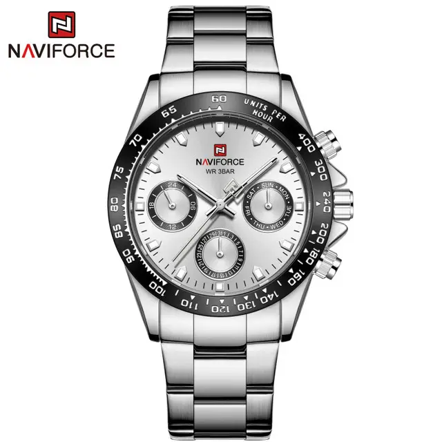 NAVIFORCE-Reloj de pulsera de acero inoxidable para hombre, cronógrafo con movimiento de cuarzo, calendario completo, gran oferta, NF9193, 2022
