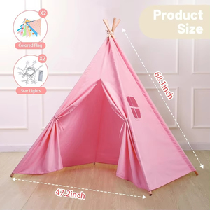 Tente de jeu pour enfants en toile de coton, antidérapante, rembourrée, pliable, grande capacité, pour l'intérieur et l'extérieur, tente <span class=keywords><strong>tipi</strong></span> indienne - Product Image 2