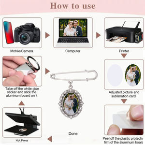 ヴィンテージシルバー ウェディングブートニエール フォトピン または ブーケチャーム ブローチ 昇華チャームブローチ - Product Image 5