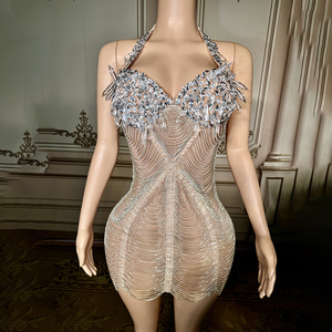 Novance Y3638-F Abito Elegante con Strass di Alta Qualità Produzione Personalizzata Abito con Collo all'Americana per Feste di Compleanno - Product Image 2
