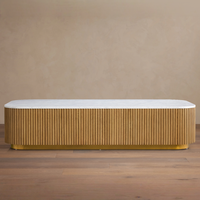 Table basse de style américain RH de haute qualité, table basse de luxe avec plateau en marbre pour le salon