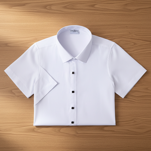 <span class=keywords><strong>Camicia</strong></span> Elegante da <span class=keywords><strong>Uomo</strong></span> Premium ODM, Slim Fit, Bianca, Manica Corta, in Maglia Traspirante di Cotone e Viscosa, per Business Casual - Product Image 2