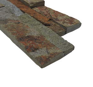 Panneaux muraux décoratifs Revêtement de mur en pierre de rebord d'ardoise Placage de pierre de culture de quartzite rouillée naturelle - Product Image 4