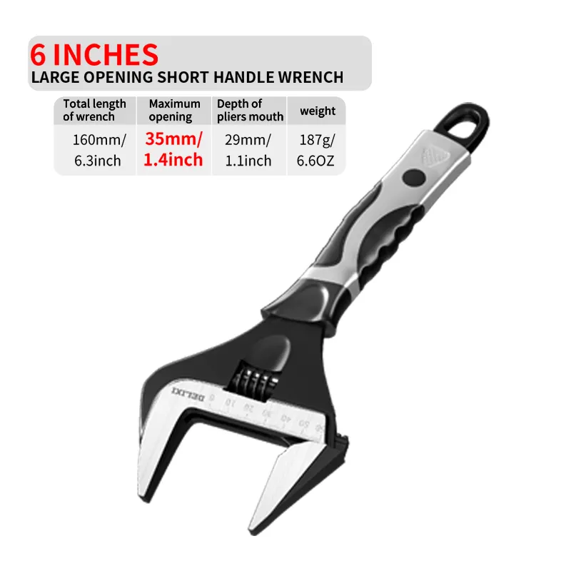 Movable Wrench Tool Universal Live Port Bathroom Wrencher Universal Large Opening Short Handle Board Mover