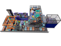 Aire de jeux intérieure néon pour enfants HELLO CAT, équipement de jeu souple personnalisé en usine, toboggan LED, piscine à balles, labyrinthe, trampoline, structure d'escalade