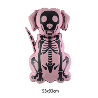 Ballon en aluminium rose en forme de squelette de chien, fournitures de fête d'Halloween mignonnes, décoration animale effrayante, grand ballon en forme de chiot de 37 pouces pour anniversaire