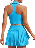 Ensemble de soutien-gorge de sport 2 pièces pour femme, couleur contrastée, respirant, séchage rapide, golf, pickleball, soutien intégré, poches, personnalisable