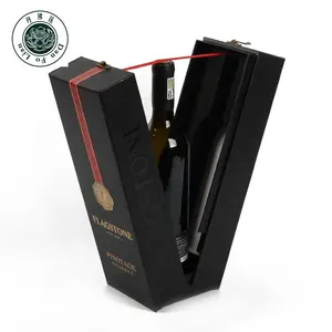 Custom Liquor Fles Kartonnen Verpakking Cadeau Dozen Spot Uv Luxe Papier Champagne Alcohol Papier Doos