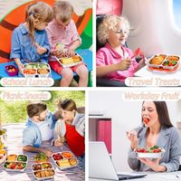 Boîte à lunch bento en acier inoxydable 3 compartiments pour enfants et adultes, anti-fuite, qualité alimentaire 18/8, compatible lave-vaisselle, sans BPA