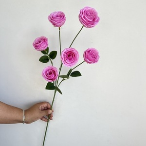 Fleurs artificielles en soie 2026, 6 têtes, roses exquises faites à la main, décoration florale pour plafond de mariage et plafonds hauts - Product Image 4