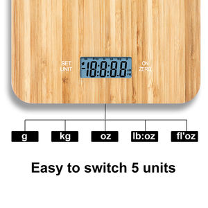 कारखाने CE Rohs रसोई खाद्य वजनी पैमाने घड़ी टाइमर फांसी हुक इलेक्ट्रॉनिक डिजिटल पैमाने भोजन रसोई पैमाने पर 15kg बांस - Product Image 2