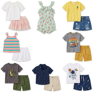 Conjunto Deportivo de Verano para Niños, Transpirable y Ligero, con Estampado de Manga Corta, Colores Mezclados, Entrega Aleatoria por Lotes - Product Image 1