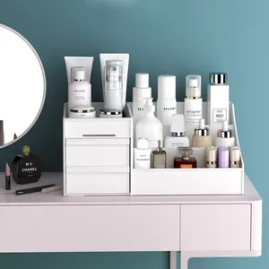 Dormitório bancada de skincare vanity titular, caixa de armazenamento cosméticos caixa de maquiagem organizador de mesa com gaveta