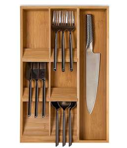 Organisateur <span class=keywords><strong>de</strong></span> Tiroir <span class=keywords><strong>De</strong></span> Cuisine en bambou pour les Gadgets ou Outils <span class=keywords><strong>Angle</strong></span> Unique Diviseur Plus Bac À Compartiments - Product Image 1