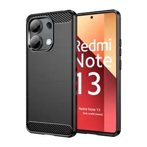Redmi Note 13 Pro 4G 충격 방지 실리콘 탄소 섬유 케이스 용 고급 휴대 전화 후면 커버