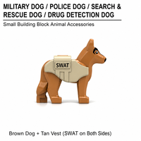 Mini Blocs de Construction MOC - Modèle de Chien Militaire K9 - Briques et Accessoires pour Figurines de Soldats - Jouets de Chien de Chasse et de Sauvetage