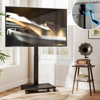 Support TV pivotant en acier pour téléviseurs de 42 à 75 pouces, support de sol réglable et portable avec base en verre trempé pour salon et chambre