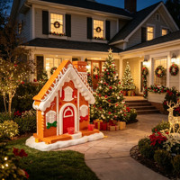 Décorations de Noël personnalisées en fibre de verre, sculpture de maison de Père Noël en pain d'épices pour jardin, hôtel, centre commercial, espaces commerciaux