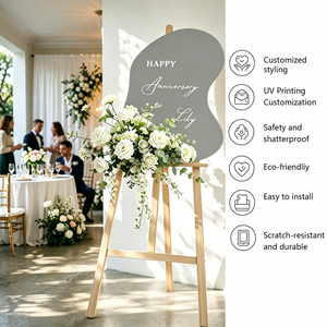 Panneau de bienvenue en acrylique en forme de nuage de 18x24 pouces pour mariage, tableau vierge effet miroir pour décoration d'entrée de fête, vente en gros, usine OEM - Product Image 2