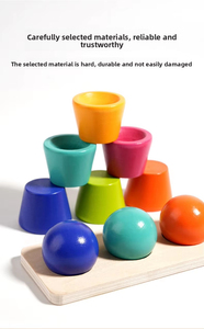 Jouet éducatif en bois pour enfants : Gobelets de tri des couleurs, stimulation des sens, coordination œil-main et pensée logique. - Product Image 5