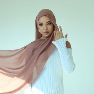 Voiles et châles ethniques personnalisés pour femmes, couleur unie, en rayonne, coton, modal, hijab, voile modal, écharpes - Product Image 2