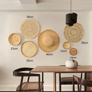 Style bohème fabriqué à partir de paille et de rotin ornements circulaires tentures murales pour salon chambres chez l'habitant EH2503020 - Product Image 4