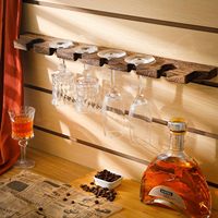 Porte-verre à vin flottant en bois moderne Support mural pour verres à pied avec étagère suspendue Organisateur de bar de cuisine à champagne