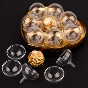 Emballage de bouquet en stock, <span class=keywords><strong>chocolat</strong></span> <span class=keywords><strong>Ferrero</strong></span>, récipient fixe, boule en plastique transparente creuse, couvercle rond transparent - Product Image 2