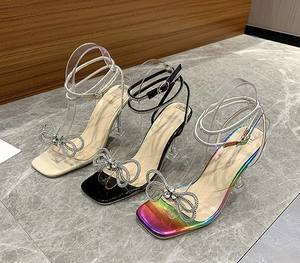 Sandalias de tacón alto elegantes con lazo de diamantes de imitación para fiesta, para mujer, a la moda, con punta abierta, venta al por mayor 2026 - Product Image 3