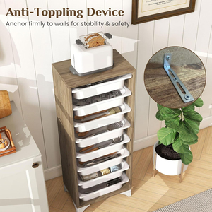 Meubles de rangement avec 8 paniers amovibles coulissants |   <span class=keywords><strong>Tour</strong></span> de rangement verticale moderne et contemporaine, coffre en bois - Product Image 6
