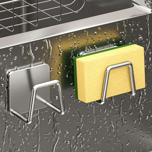 Support à éponge carré en acier inoxydable avec pinces métalliques, égouttoir suspendu pour torchons de cuisine - Product Image 4