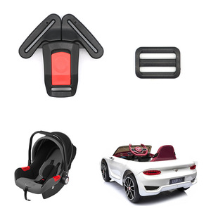 Hebillas de Cinturón de Seguridad de Tres Vías, Negras con Rojo, 26 mm x 20 mm y 41 mm x 19.5 mm, para Asientos de Seguridad Infantiles para Automóviles - Product Image 2