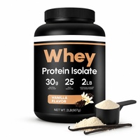 Protéine de lactosérum isolée en poudre Marque Blanche 2LB Saveur Vanille 24g de protéines par dose à dissoudre rapidement pour shake de musculation