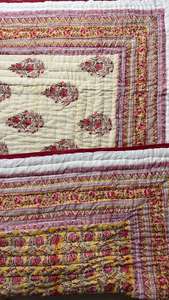 Rajasthani Kantha Design Cotton Block Print <b>Quilted</b> Luxury Oversized <b>Throw</b> Blanket Soft Bed Coverlet Cotton Fabric Dress making - Product Image 3