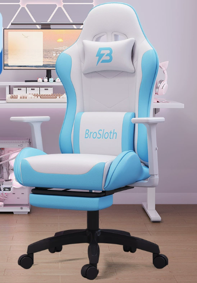 Sky Blue-Footrest + Height-adjustable Armrests