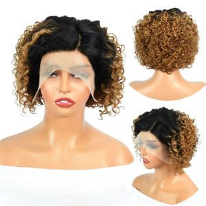 FX-HTA200 Brazilian for Swiss Lace Black Blunt Cut Short Water Curly Bob Pixie Closure Wig Cheap <strong>Lacewig</strong> Human Hair Extension - Product Image 6
