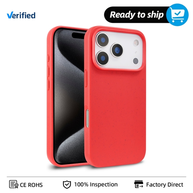 Luxury Eco-Friendly Shockproof UV Phone case Wheat Straw Degradable for iPhone 13 14 15 16 17 Pro Air Bulk Mobile Phone Case