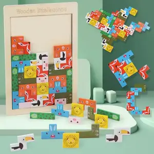 Bunte 3D-Puzzles Holz Tangram Mathe Spielzeug Kinder Vorschule Imagination Shapes Puzzles Lernspiel zeug