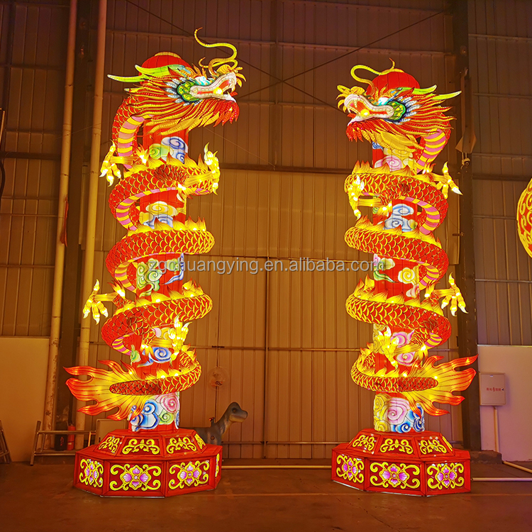 2305 lentera Cina festival ornamen natal zodiak raksasa Hewan lentera led sutra naga lentera untuk dekorasi Tahun Baru