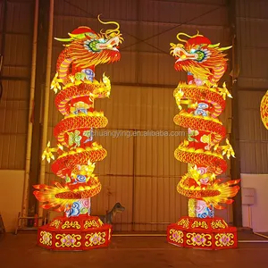 2305 Chinese Lantern Festival Christmas Ornaments Giant Zodiac Animal Lanterns Led Silk Dragon Lantern For New Year Decoration