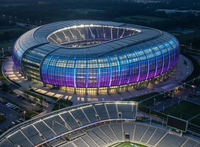 Bâtiments commerciaux modernes en structure acier préfabriquée, super stades, terrains de football, terrains de sport