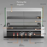 Chauffe-hot-dogs pour supérette avec porte coulissante et roulettes – Idéal pour la restauration à emporter