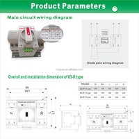 Commutateur de Transfert Automatique ATS 2P 63A 220V/Disjoncteur Micro Double Alimentation ATS 63A 220V Automatique