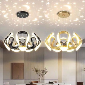 Lámpara Colgante LED JACKSUN de Aluminio Irregular 50W Regulable en Oro con Proyección de Cielo Estrellado para Restaurante y Hotel - Product Image 2