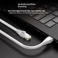 Cable de Red Kneysum de Alta Velocidad CAT5/CAT5E CCA G652D, Par Trenzado Sólido para Interiores/Exteriores, 1M, RJ45