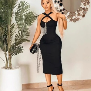 Nuevo Vestido de Fiesta Bodycon de Moda Africana para Verano, sin Tirantes, de Seda Láctea y Gasa, con Falda y Borlas Colgantes, Estampado Antiestático - Product Image 3