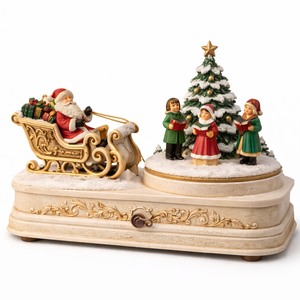 Boîte à <span class=keywords><strong>musique</strong></span> <span class=keywords><strong>de</strong></span> Noël en résine peinte à la main WeiVista, scène <span class=keywords><strong>de</strong></span> traîneau du Père Noël, sculpture décorative pour table <span class=keywords><strong>de</strong></span> fêtes - Product Image 2