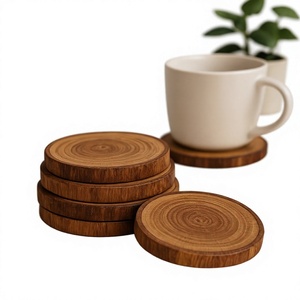 Handmade Wooden Table Coaster Set with Unique Natural Wood Grain, Durable <b>Drink</b> - Product Image 1