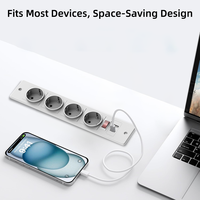 Multiprise de bureau intégrée avec 4 prises CA et 2 ports USB, protection par interrupteur pour table de conférence